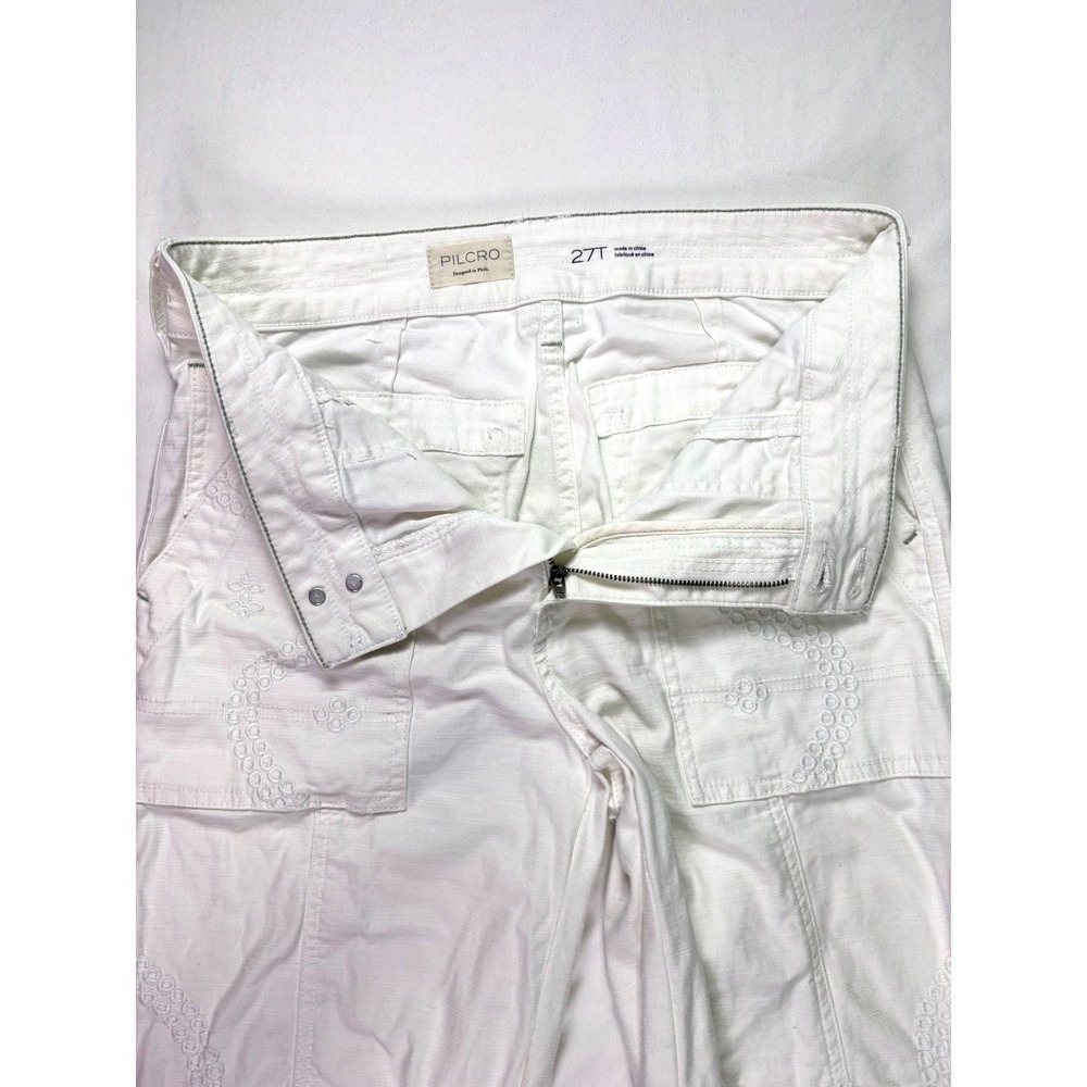 Pilcro Wanderer Pants Tall 27T Relaxed Embroidered High Rise Straight Leg Boho - Picture 5 of 11